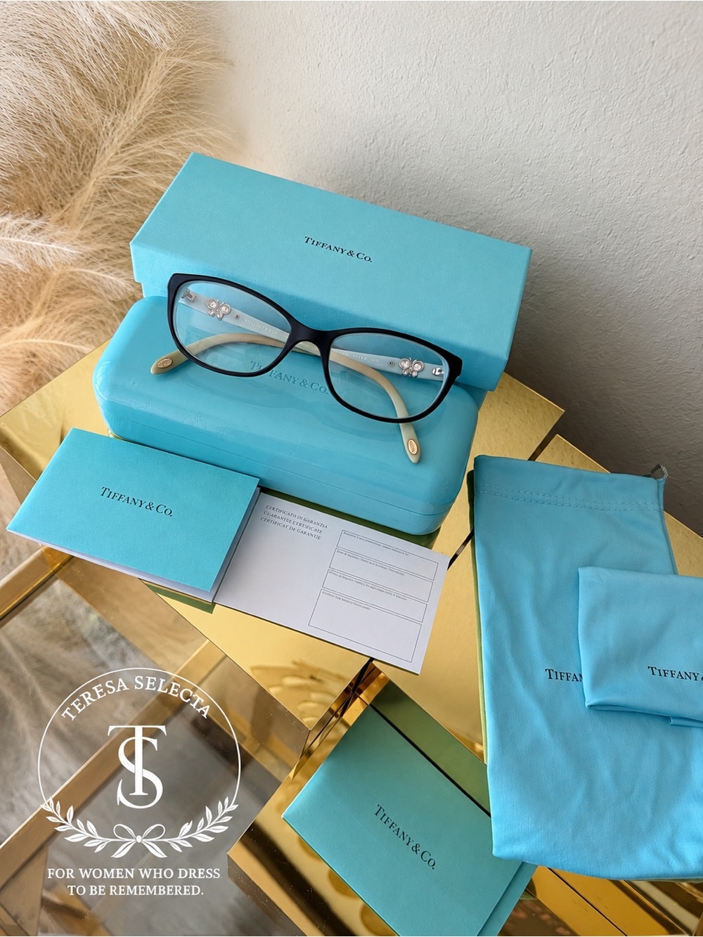 Tiffany & Co TF2051-B 8055 Eyeglass Frames 51-16 135 Blue Butterfly w/ Case